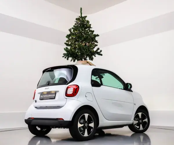 Smart met kerstboom achterkant